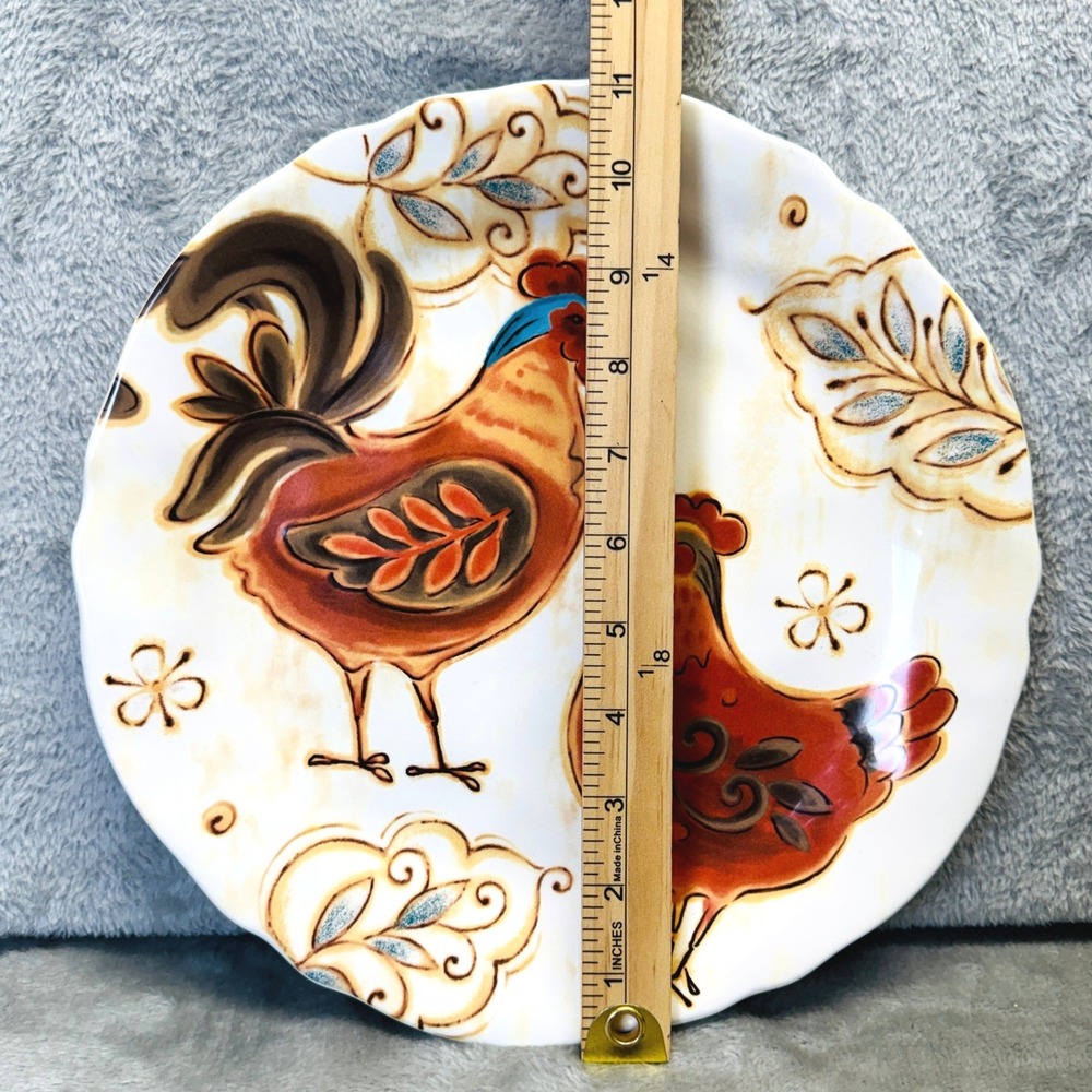 Pier 1 Imports Gallo Rooster Dinner Plate Ironstone Farmhouse Cottage Chicken - Picture 5 of 6